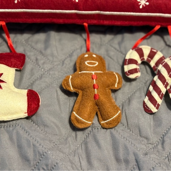 Felted Christmas Wall Hanging Gingerbread Man Candy Canes Stocking - Picture 2 of 5